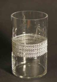 8 Inch Tall Rhinestone Cylinder Vase