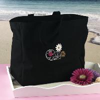 30453 Black Flower Tote Bag $14.99