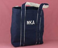 68515 Embroidered Tote Navy with Ivory Accents