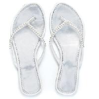 7218 White Sandal with Crytal Strap $29.98