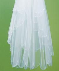 8223 Two Tier White Veil with Scalloped Edge & Embroidery