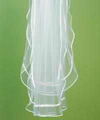 Two Tier Soft Tulle Veil with Double Border of Satin & Pearls