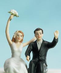 Honeymoon Bound Couple in Car Cake Topper Front Detail