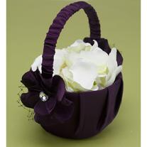 11232 Floral Fantasy Flower Girl Basket in Eggplant 