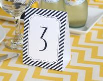 Navy Stripe Table Number Tent Cards