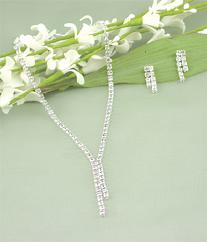 491-12 Rhinestone Necklace & Earring Set 