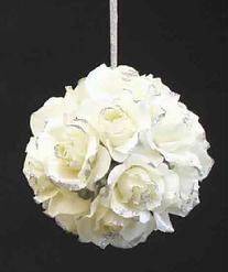 Cream Glitter Edged Rose Kissing Ball