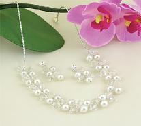 8148 Pearl and Crystal Necklace and Earrings