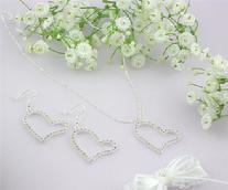 Rhinestone Heart Necklace and Earrings