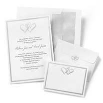 Silver Double Hearts Invitation Kit