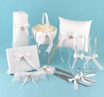 Touch of Gold Ring Pillow, Guest Book, Garter & Pen Set