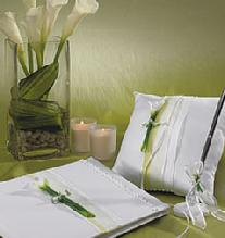 Calla Lily Wedding Collection, Ring Pillow, Guest Book, Pen Set, Unity Candle, Toasting Flutes, Garter, Cake Knife