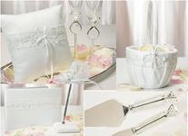 Sweet Art Collection, Ring Pillow, Toasting Flutes, Garter, Flower Girl Basket, Guest Book, Pen Set, Cake Knife