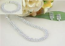 197-17 Three Strand Rhinestone Choker and Earring Set