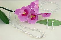 372-15 Rhinestone and Pearl Necklace & Earring Set 