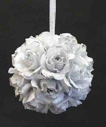 Silver Glitter Edged Rose Kissing Ball