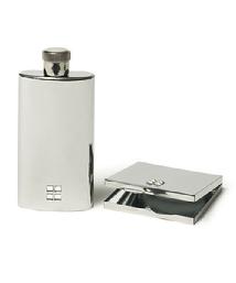 9343 Stainless Steel Flask and Compact Mirror Set