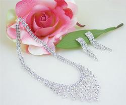 374-25 Rhinestone Necklace & Earring Set