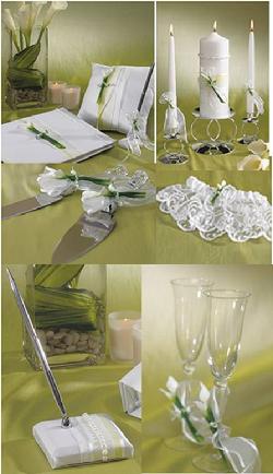 Calla Lily Wedding Collection, Ring Pillow, Guest Book, Pen Set, Unity Candle, Toasting Flutes, Garter, Cake Knife