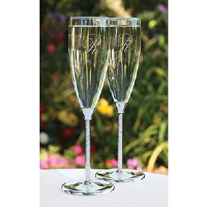 10053 Glittering Beads Champagne Toasting Flutes