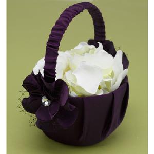 11232 Floral Fantasy Flower Girl Basket in Eggplant