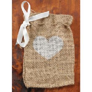 20821 Heart Burlap Favour Bags