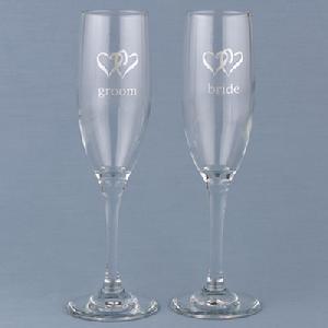 52107 Linked Heart Bride & Groom Champagne Toasting Flutes $23.99