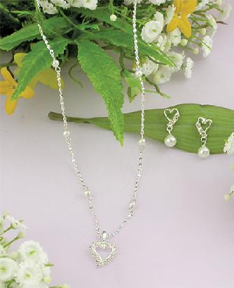 Crystal Heart Necklace and Earrings